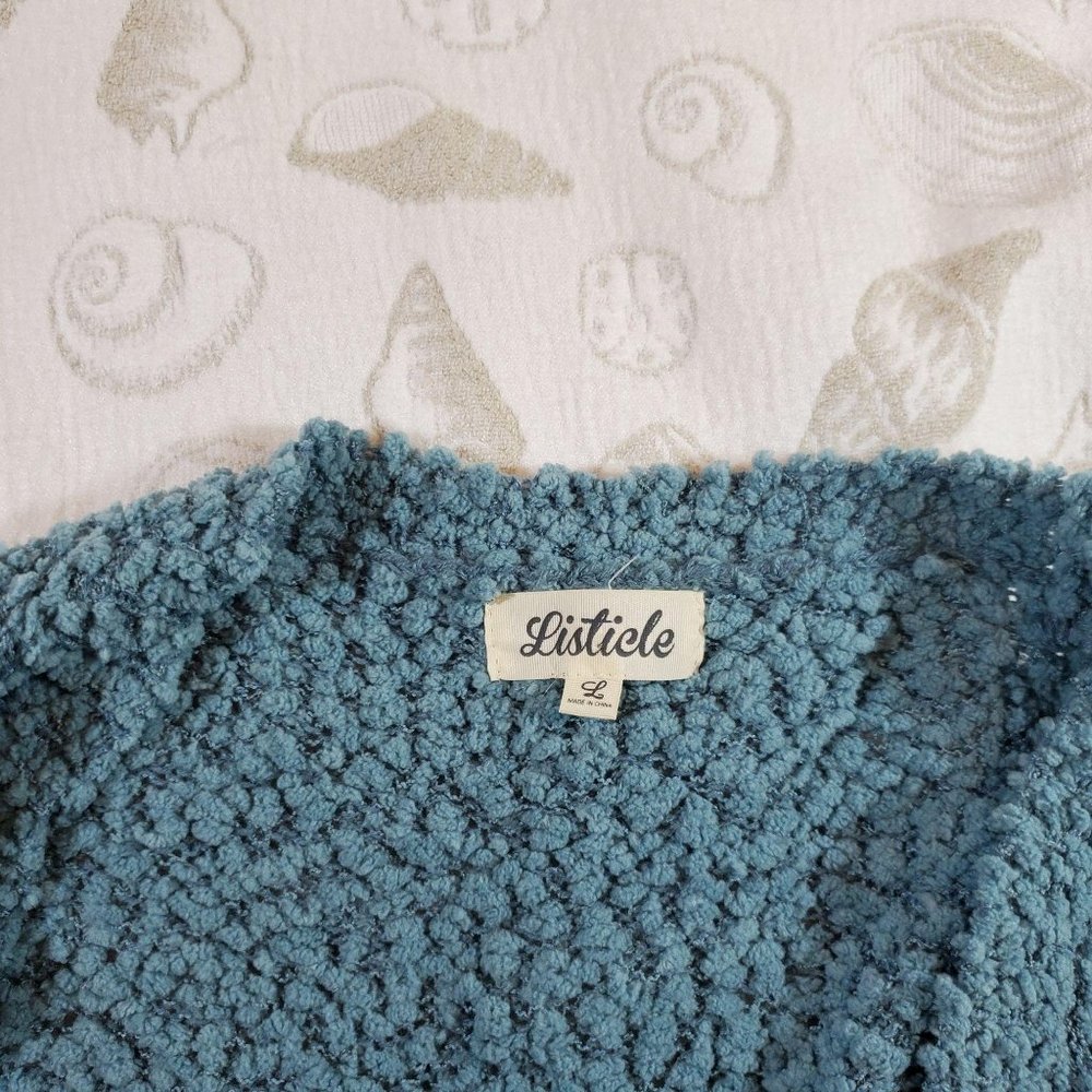 Listicle Blue Knit Cardigan Sweater L - Picture 5 of 5